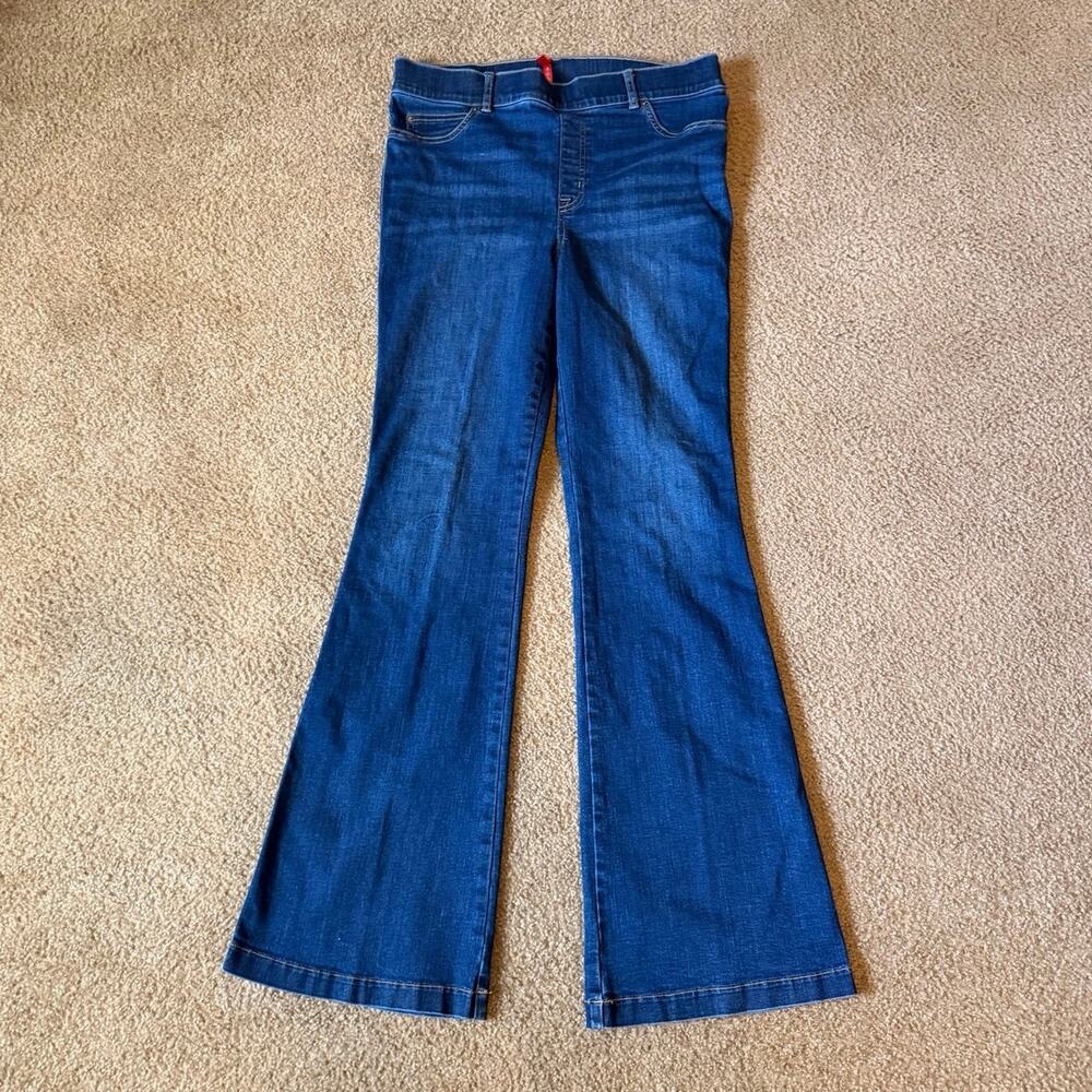 SPANX High Rise Pull-On Flare Jeans Dark Wash Size XL